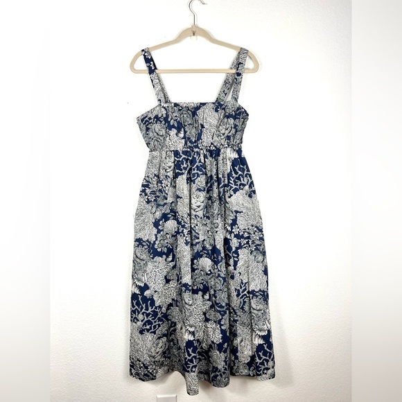 (Sold)J. Crew Gathered tank midi dress in Ratti seashell print size 4 - Picture 2 of 9